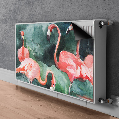Magnetiskt radiatorskydd Målade flamingor
