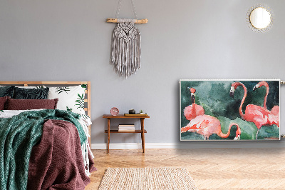 Magnetiskt radiatorskydd Målade flamingor