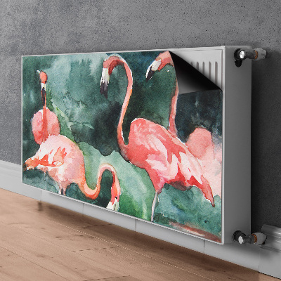 Magnetiskt radiatorskydd Målade flamingor