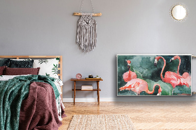 Magnetiskt radiatorskydd Målade flamingor