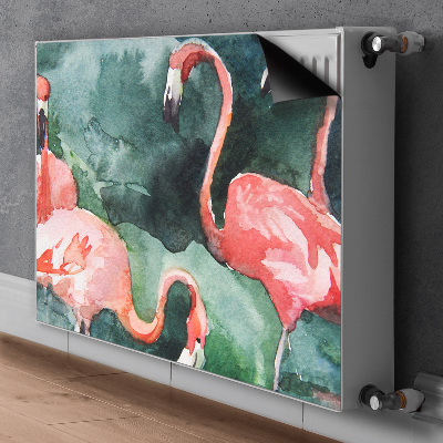 Magnetiskt radiatorskydd Målade flamingor