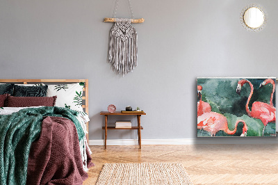 Magnetiskt radiatorskydd Målade flamingor