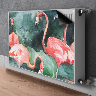 Magnetiskt radiatorskydd Målade flamingor