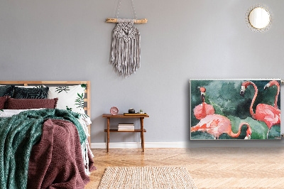 Magnetiskt radiatorskydd Målade flamingor
