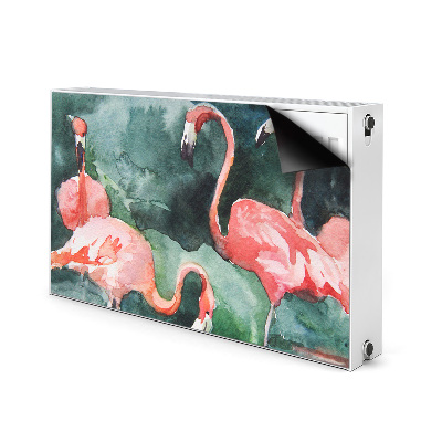 Magnetiskt radiatorskydd Målade flamingor