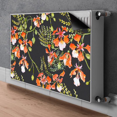 Magnetiskt radiatorskydd Röda blommor