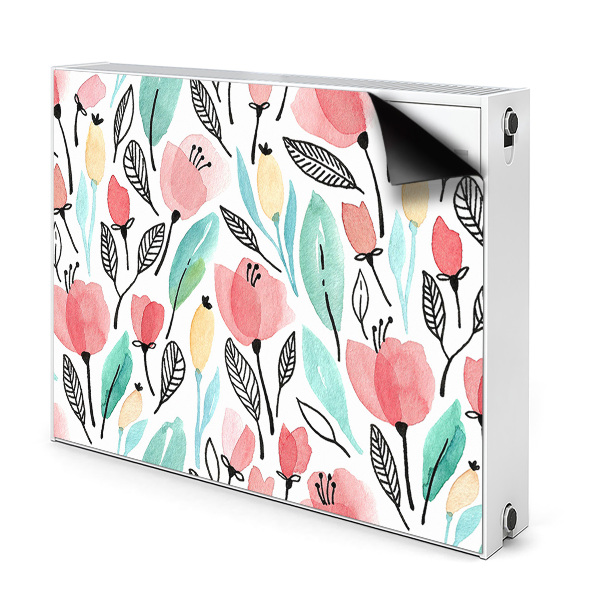Magnetiskt radiatorskydd Röda blommor