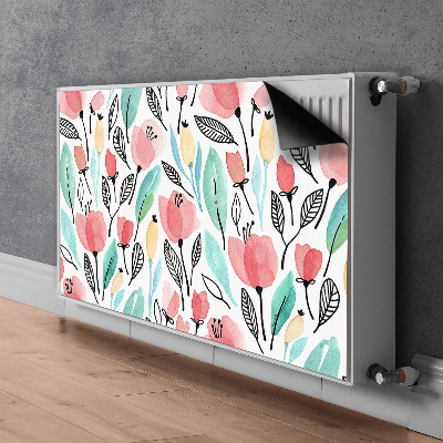 Magnetiskt radiatorskydd Röda blommor