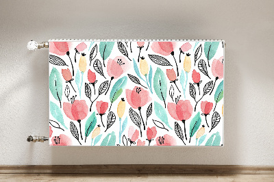 Magnetiskt radiatorskydd Röda blommor