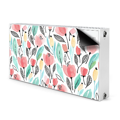 Magnetiskt radiatorskydd Röda blommor