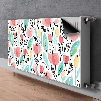 Magnetiskt radiatorskydd Röda blommor