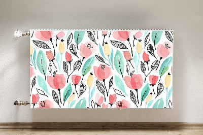 Magnetiskt radiatorskydd Röda blommor