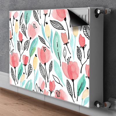 Magnetiskt radiatorskydd Röda blommor