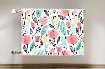 Magnetiskt radiatorskydd Röda blommor