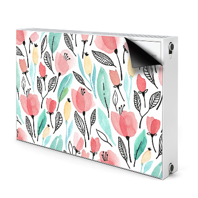 Magnetiskt radiatorskydd Röda blommor