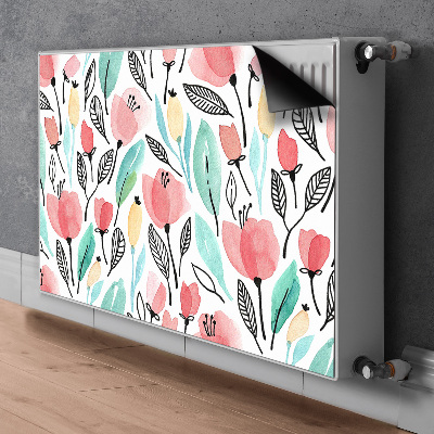 Magnetiskt radiatorskydd Röda blommor