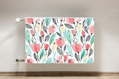 Magnetiskt radiatorskydd Röda blommor
