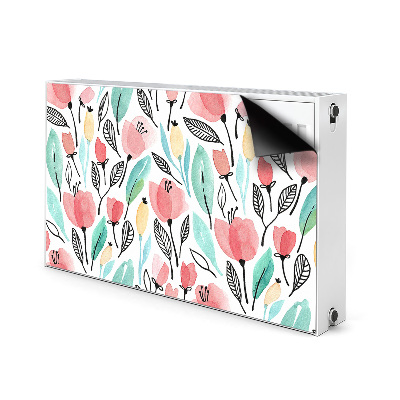 Magnetiskt radiatorskydd Röda blommor