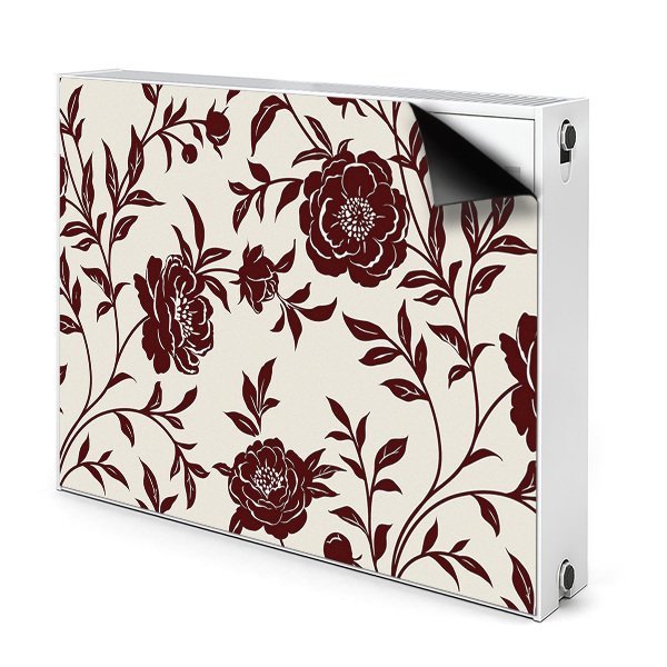 Magnetiskt radiatorskydd Vinröda blommor
