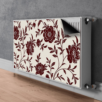 Magnetiskt radiatorskydd Vinröda blommor