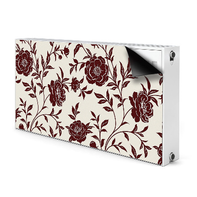 Magnetiskt radiatorskydd Vinröda blommor