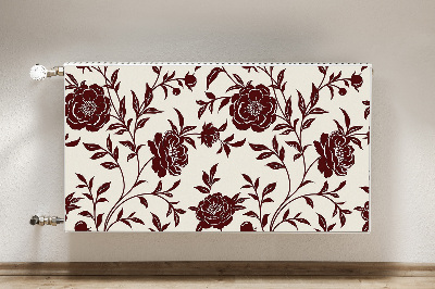 Magnetiskt radiatorskydd Vinröda blommor