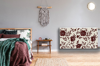 Magnetiskt radiatorskydd Vinröda blommor