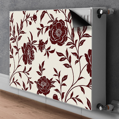 Magnetiskt radiatorskydd Vinröda blommor