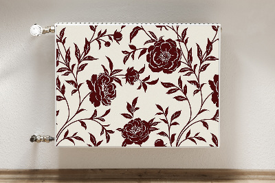 Magnetiskt radiatorskydd Vinröda blommor