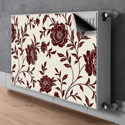 Magnetiskt radiatorskydd Vinröda blommor