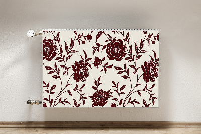 Magnetiskt radiatorskydd Vinröda blommor