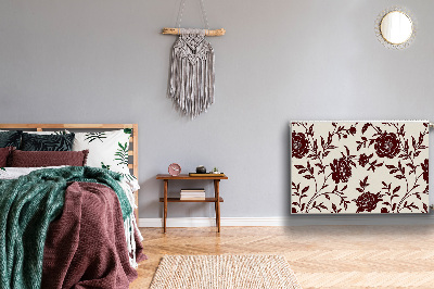 Magnetiskt radiatorskydd Vinröda blommor