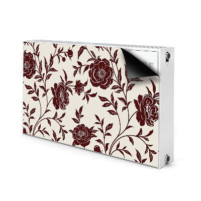 Magnetiskt radiatorskydd Vinröda blommor