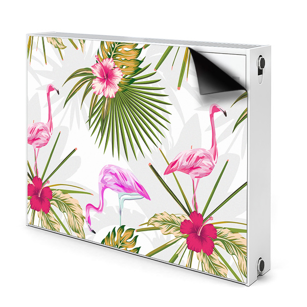 Magnetiskt radiatorskydd Flamingos och blommor