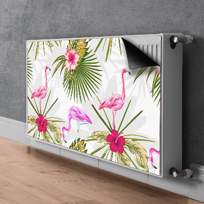 Magnetiskt radiatorskydd Flamingos och blommor