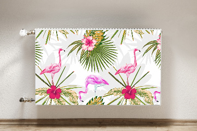 Magnetiskt radiatorskydd Flamingos och blommor