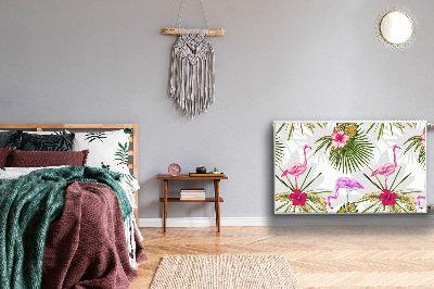 Magnetiskt radiatorskydd Flamingos och blommor