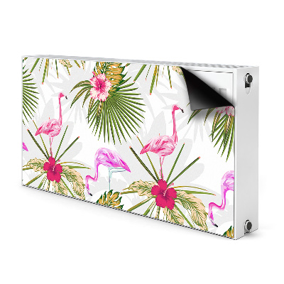 Magnetiskt radiatorskydd Flamingos och blommor