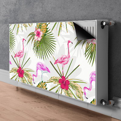 Magnetiskt radiatorskydd Flamingos och blommor