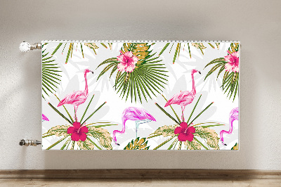 Magnetiskt radiatorskydd Flamingos och blommor