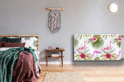 Magnetiskt radiatorskydd Flamingos och blommor