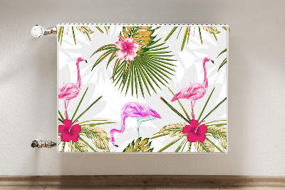 Magnetiskt radiatorskydd Flamingos och blommor