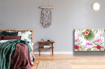Magnetiskt radiatorskydd Flamingos och blommor
