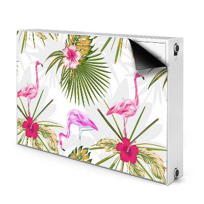 Magnetiskt radiatorskydd Flamingos och blommor