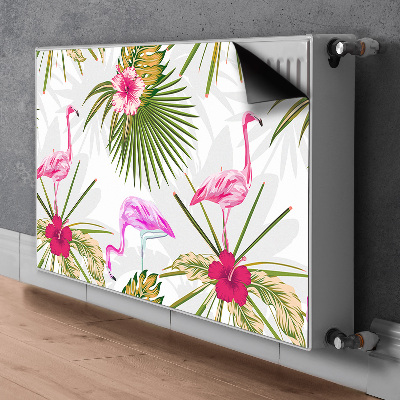 Magnetiskt radiatorskydd Flamingos och blommor