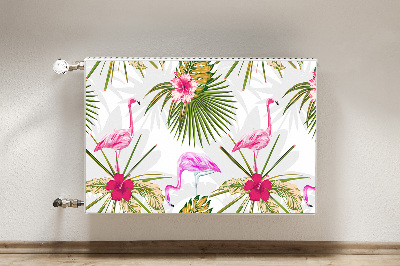 Magnetiskt radiatorskydd Flamingos och blommor