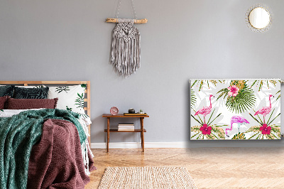 Magnetiskt radiatorskydd Flamingos och blommor