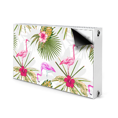 Magnetiskt radiatorskydd Flamingos och blommor