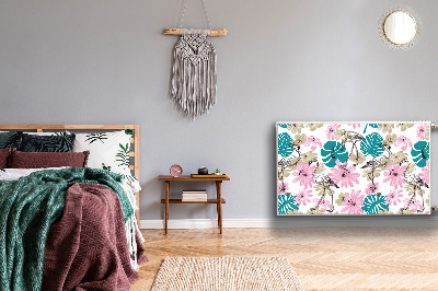 Magnetisk radiatorkåpa Målade flamingor