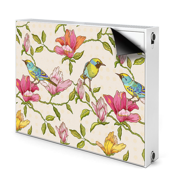Magnetisk radiatorkåpa Blommor och fåglar